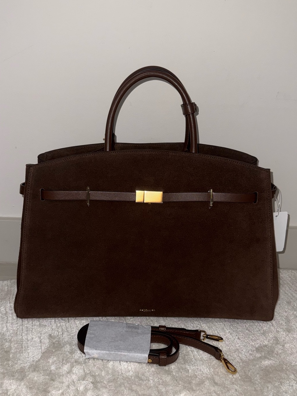 DeMellier Hudson Suede Bag, Large, Mocha Brown